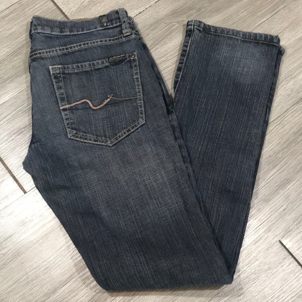 7 for All Mankind Medium Wash Full of Zippers Straight Leg Jeans size 29
